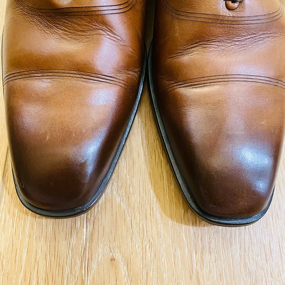 Massimo Matteo Firenze Dress Shoes Brown Leather Oxford Italy Office Work Size 9